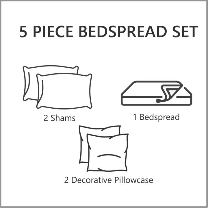 CHIXIN Oversized Bedspread Coverlet Set King Size - Lightweight Bedding Cover - Beautiful Stitching - 5 Piece Reversible Bedspread - Luxury Damask Paisley Pattern (King, Lagoon)