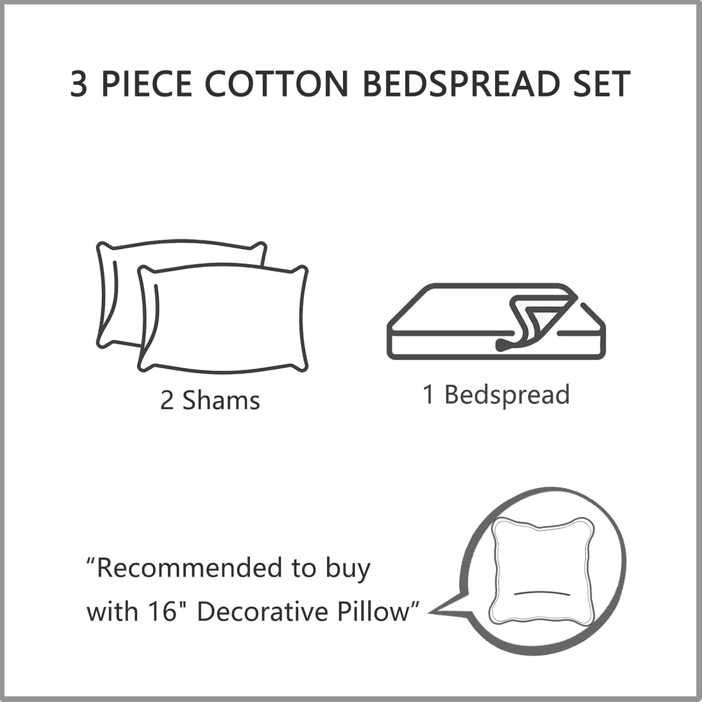 CHIXIN Oversized Cotton Bedspread King Size - Real Stitching - Luxury Quilted Bedding Cover for All Season, Reversible, Ultra Soft, Lightweight, 3 Piece, Pure White
