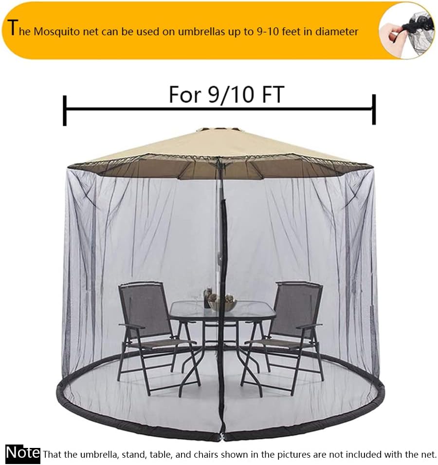 10FT Mosquito Net for Patio Umbrella Outdoors Screen Polyester Hanging Tent （Mosquito Net Only） (10FT)
