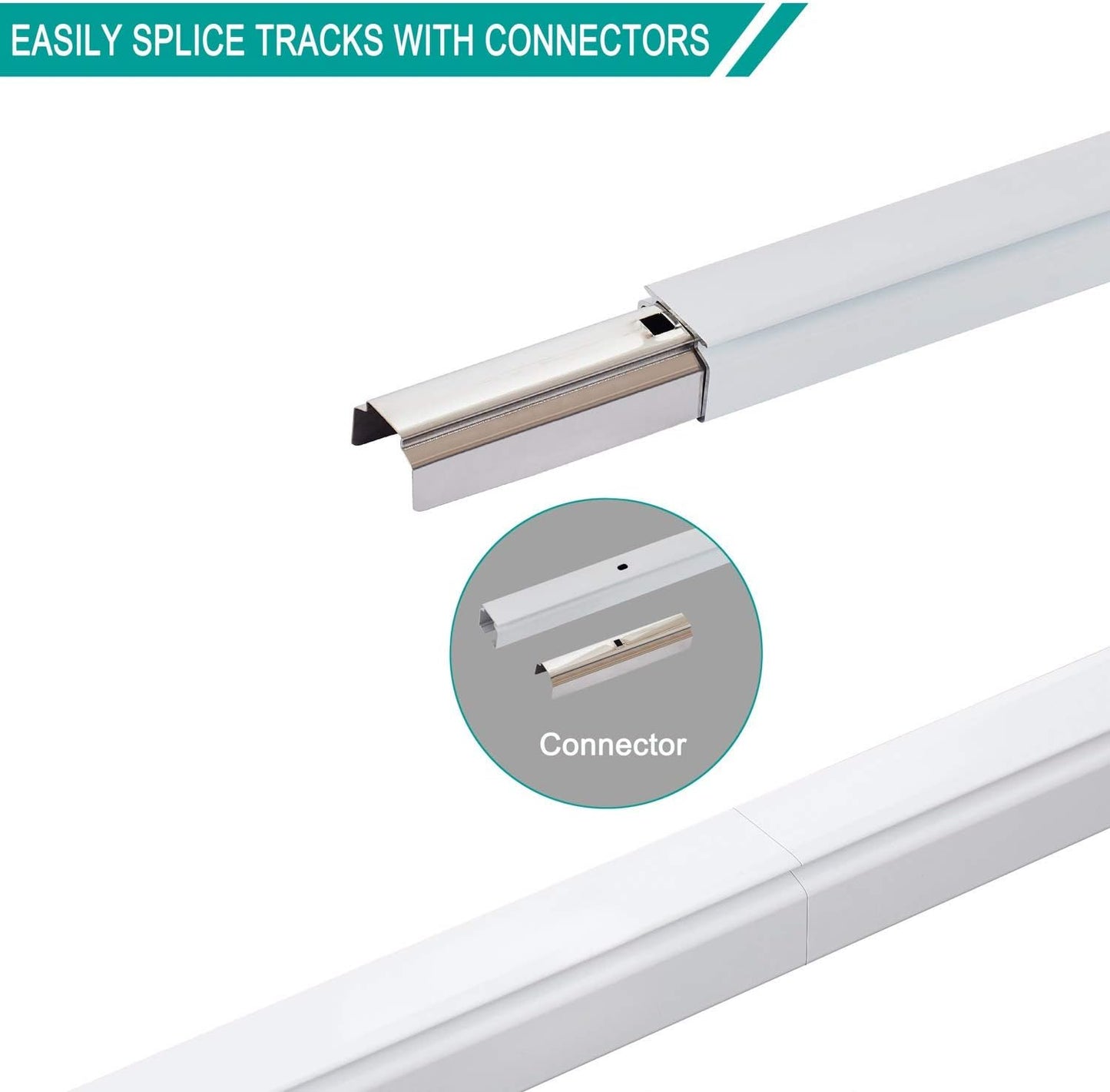 ChadMade Ceiling Track Kit with Hooks, Wall Mount Curtain Track, x-Large Size for Space 12ft - 18ft Wide, Single Window Rods Work with Grommet and Pinch Pleated Curtain