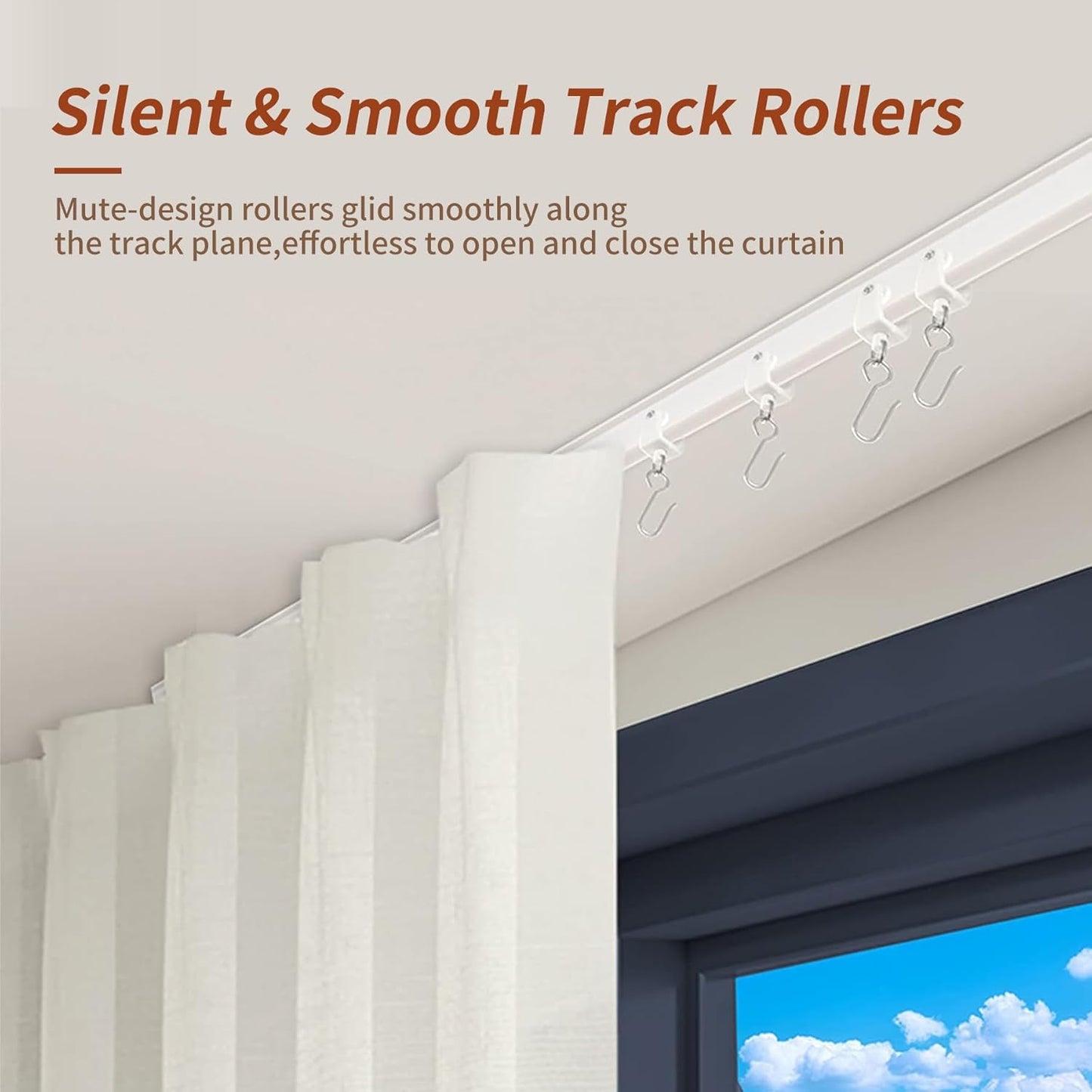 Flexible Bendable Ceiling Curtain Track, 9.8ft (3m) Curved, PVC, Metal, Plastic & Stainless Steel, White, Ceiling Mounted