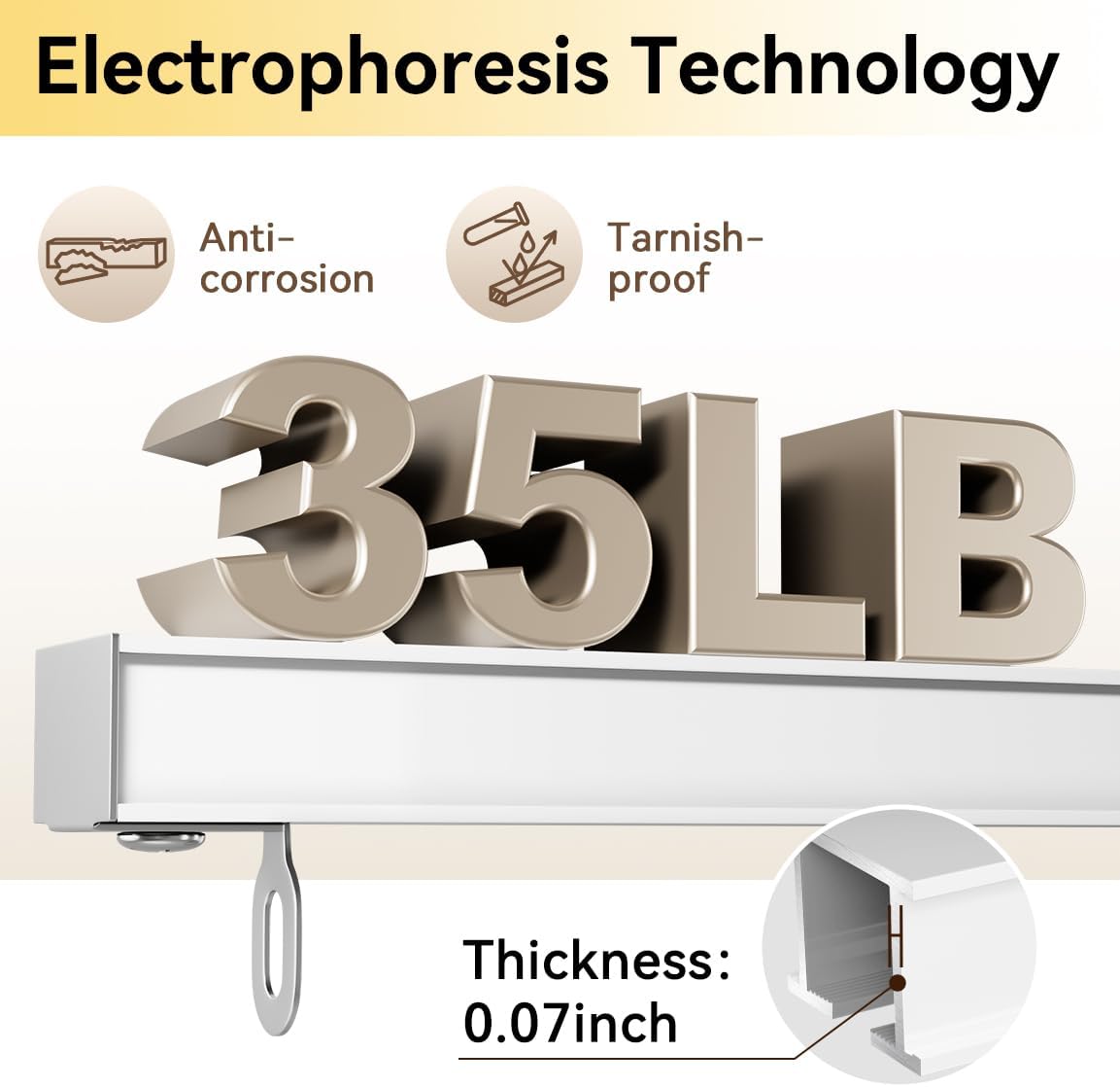 Curtain Track, Ceiling Curtain Track for Room Divider, Ceiling Mount Rail Set with Roller Hooks, White, 6ft - 9ft