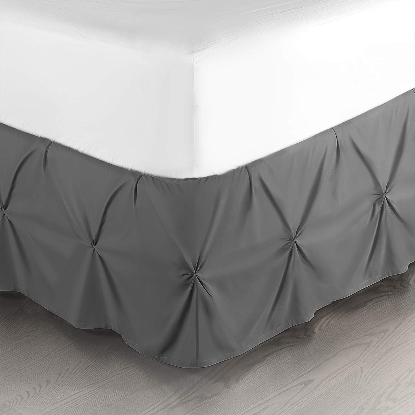 Nestl Dark Grey Bed Skirt Queen Size, Pinch Pleat Queen Bed Skirt, 14" Inch Drop Queen Bedskirt, Hotel Quality Dark Grey Bed Skirts Premium Microfiber Bedskirt for Queen Bed, Dark Grey Queen Bed Skirt
