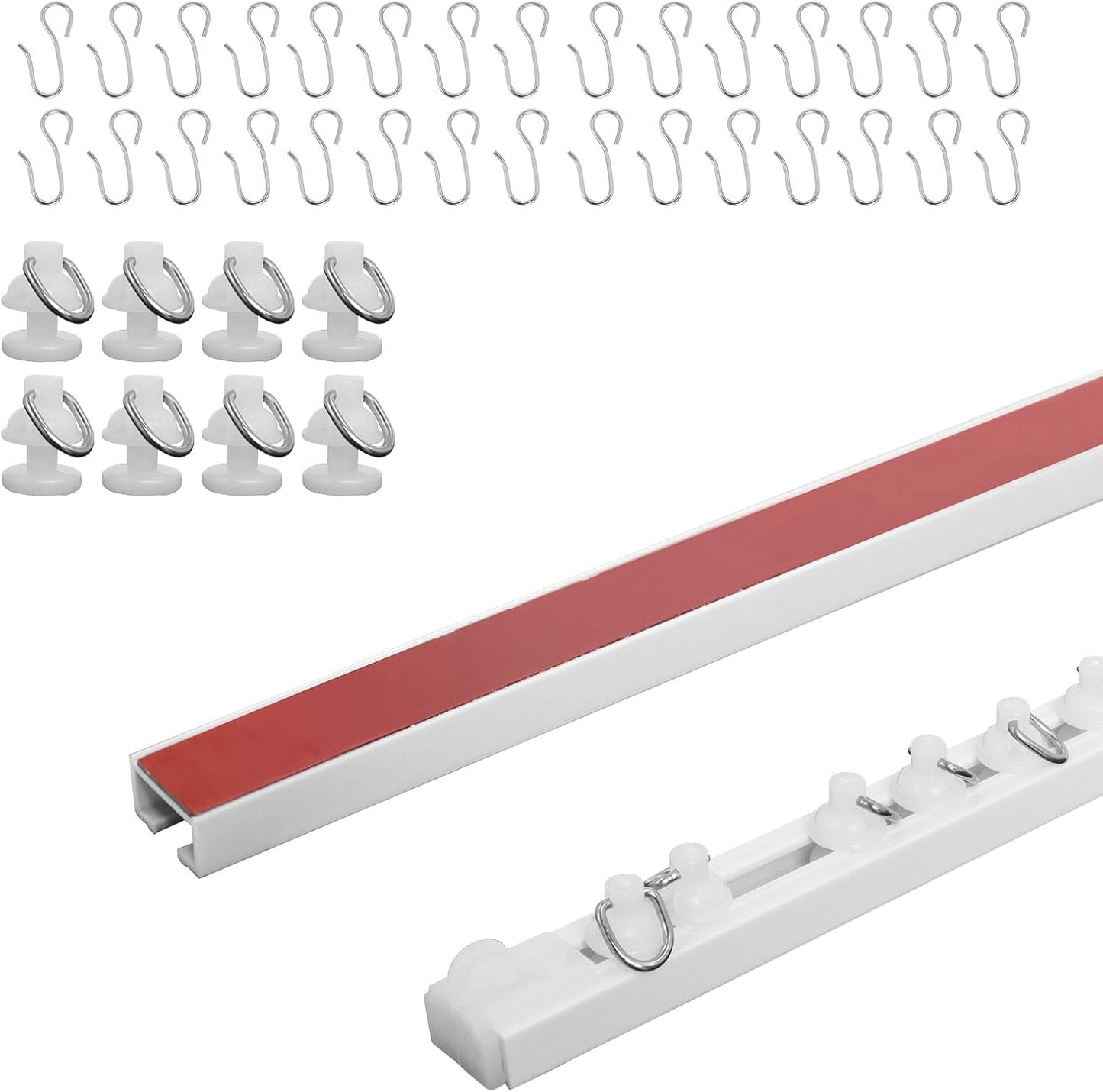 Self Adhesive Curtain Track,9.8FT Ceiling Curtain Track No Drill,Curtain Track Ceiling Mount, Curtain Track for RV,Trailer,Home