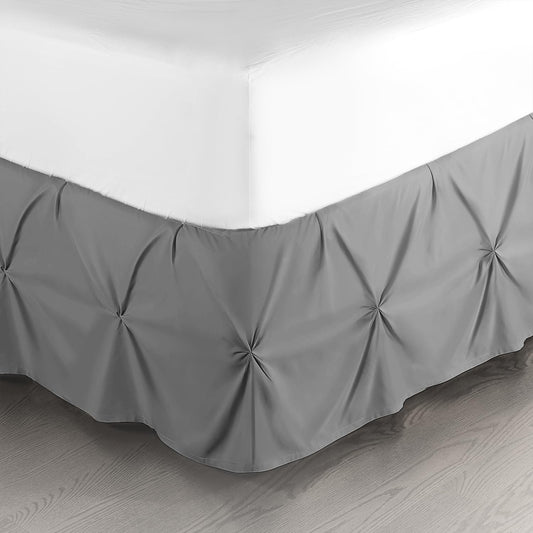 Nestl Dark Grey Bed Skirt Queen Size, Pinch Pleat Queen Bed Skirt, 14" Inch Drop Queen Bedskirt, Hotel Quality Dark Grey Bed Skirts Premium Microfiber Bedskirt for Queen Bed, Dark Grey Queen Bed Skirt