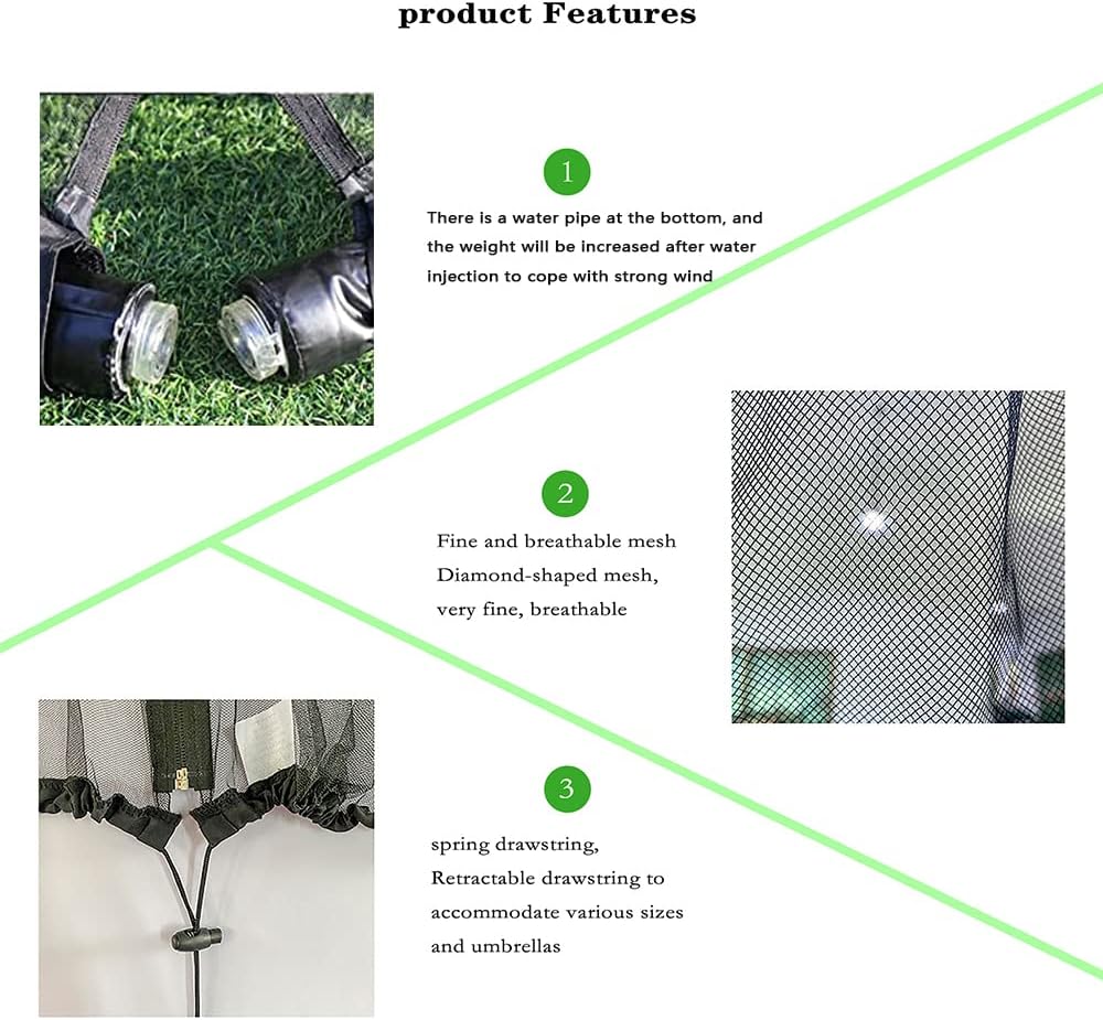 10FT Mosquito Net for Patio Umbrella Outdoors Screen Polyester Hanging Tent （Mosquito Net Only） (10FT)