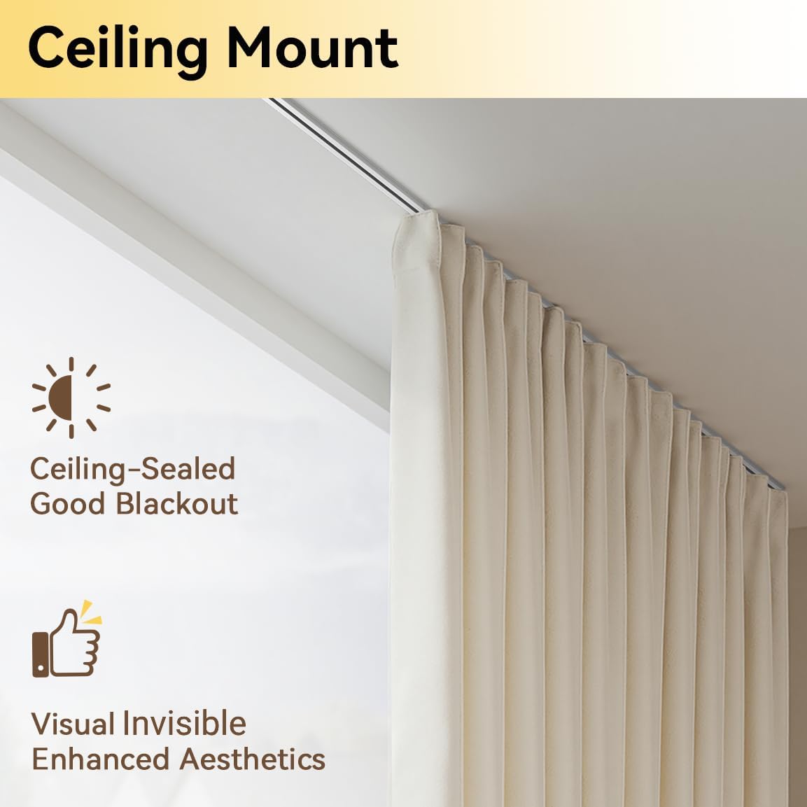 Curtain Track, Ceiling Curtain Track for Room Divider, Ceiling Mount Rail Set with Roller Hooks, White, 6ft - 9ft