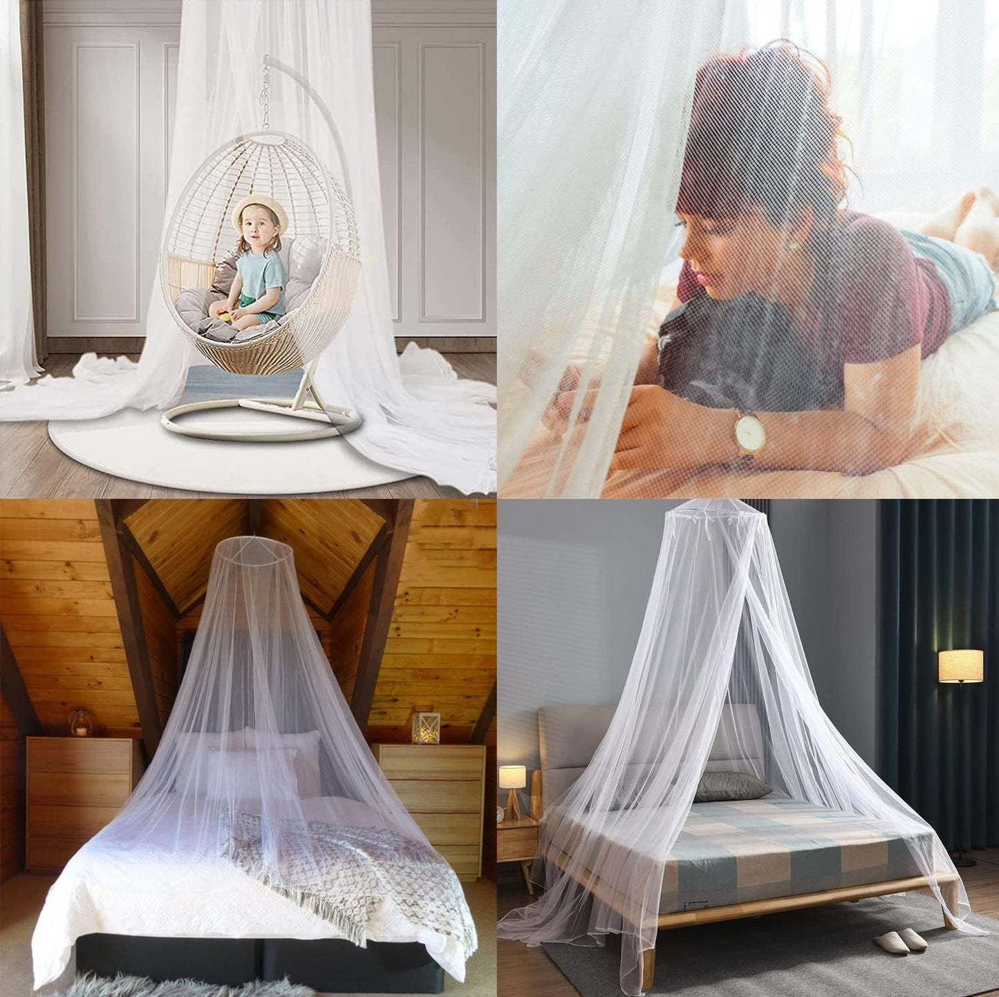 Mosquito Net Bed Canopy for Girls,King Canopy Bed Curtains Full Queen Size from Ceiling,Dome Mosquito Netting Bed Tent Twin Girls Princess Canopy Bed White Decor for Baby Crib,Kid Bed and Adult Beds