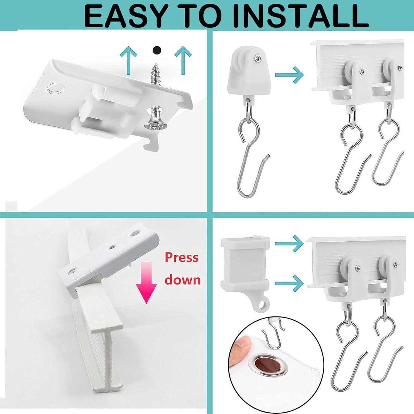 Ceiling Curtain Track Flexible Bendable Ceiling Curtain Rail Set for Window Door Curtain Shower Room Divider Curtains RV (3 Meters)