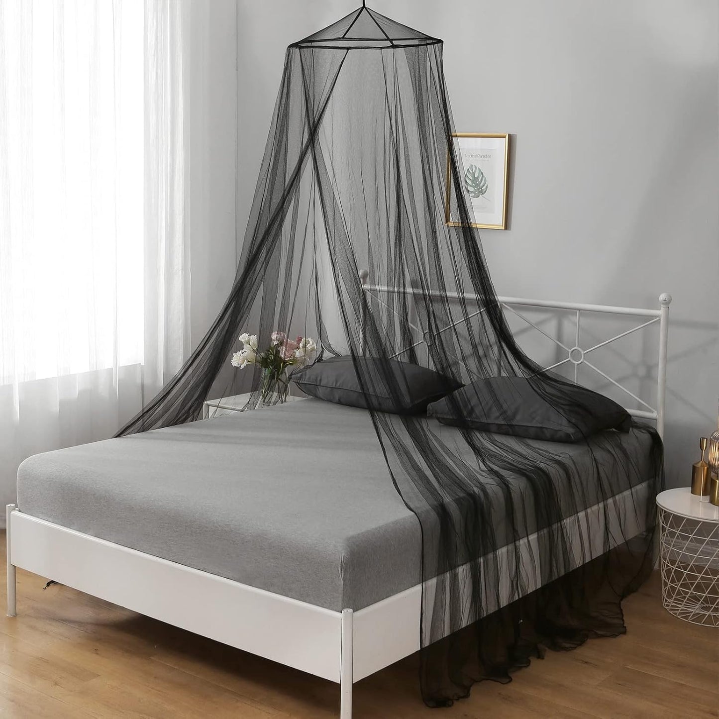 VISATOR Mosquito Net Bed Canopy for Girls,King Canopy Bed Curtains Queen Size from Ceiling,Dome Mosquito Netting Bed Tent Twin Girls Canopy Bed Decor for Baby Crib,Kid Bed and Adult Beds (White)
