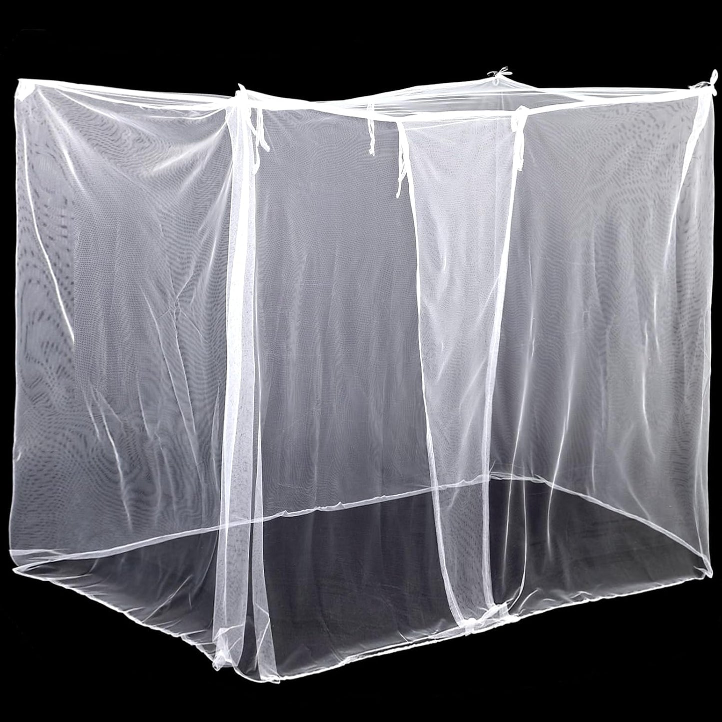 4 Corners Mosquito Net for Mosquiteros para Camas Bed Canopies Netting Bed Drapes Rectangular Mosquito Mesh for Camping Home Outdoor Travel(White,L75 X W79 X H67 Inch,Opening)