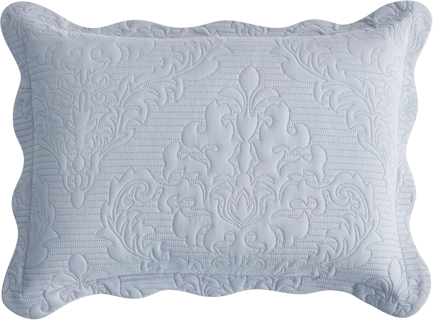 CHIXIN Oversized Bedspread Coverlet Set King Size - Lightweight Bedding Cover - Beautiful Stitching - 5 Piece Reversible Bedspread - Luxury Damask Paisley Pattern (King, Lagoon)