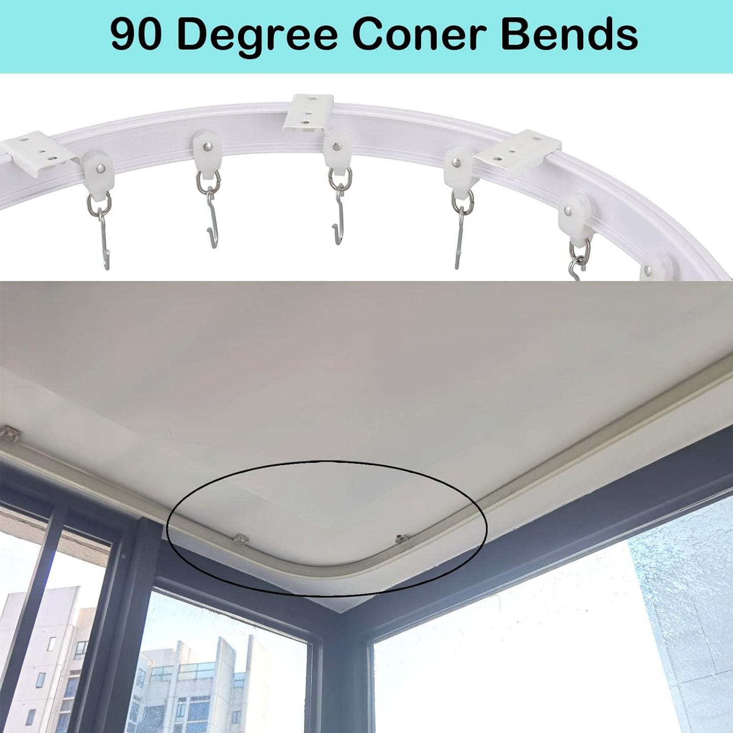 Ceiling Curtain Track Flexible Bendable Ceiling Curtain Rail Set for Window Door Curtain Shower Room Divider Curtains RV (3 Meters)