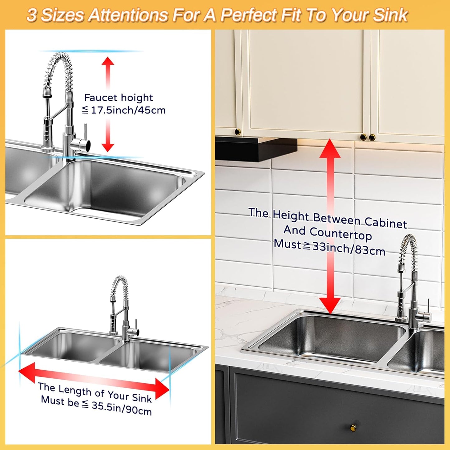 ADBIU Over The Sink Dish Drying Rack (Expandable Height and Length) Snap-On Design 2 Tier Large Dish Rack