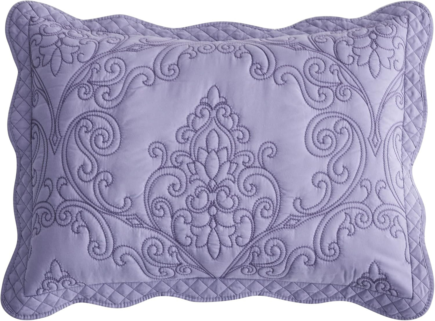 CHIXIN Oversized Bedspread Coverlet Set King Size - Lightweight Bedding Cover - Beautiful Stitching - 5 Piece Reversible Bedspread - Luxury Damask Paisley Pattern (King, Lagoon)