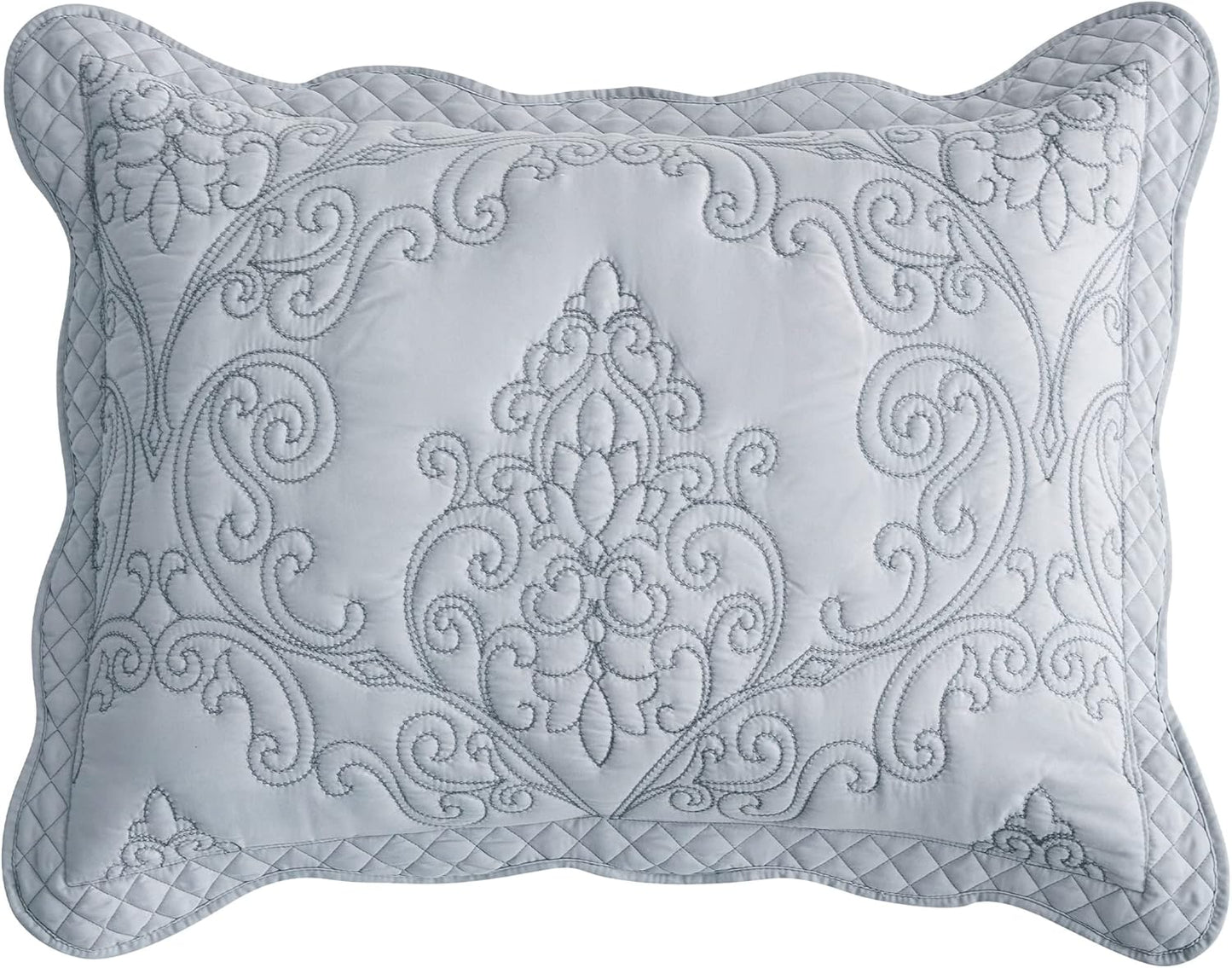 CHIXIN Oversized Bedspread Coverlet Set King Size - Lightweight Bedding Cover - Beautiful Stitching - 5 Piece Reversible Bedspread - Luxury Damask Paisley Pattern (King, Lagoon)