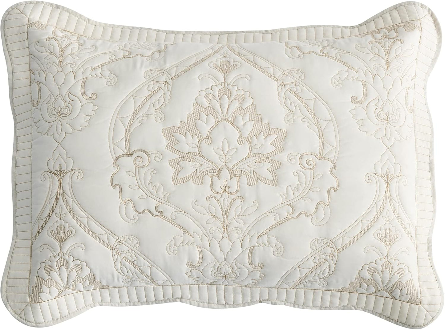 CHIXIN Oversized Bedspread Coverlet Set King Size - Lightweight Bedding Cover - Beautiful Stitching - 5 Piece Reversible Bedspread - Luxury Damask Paisley Pattern (King, Lagoon)