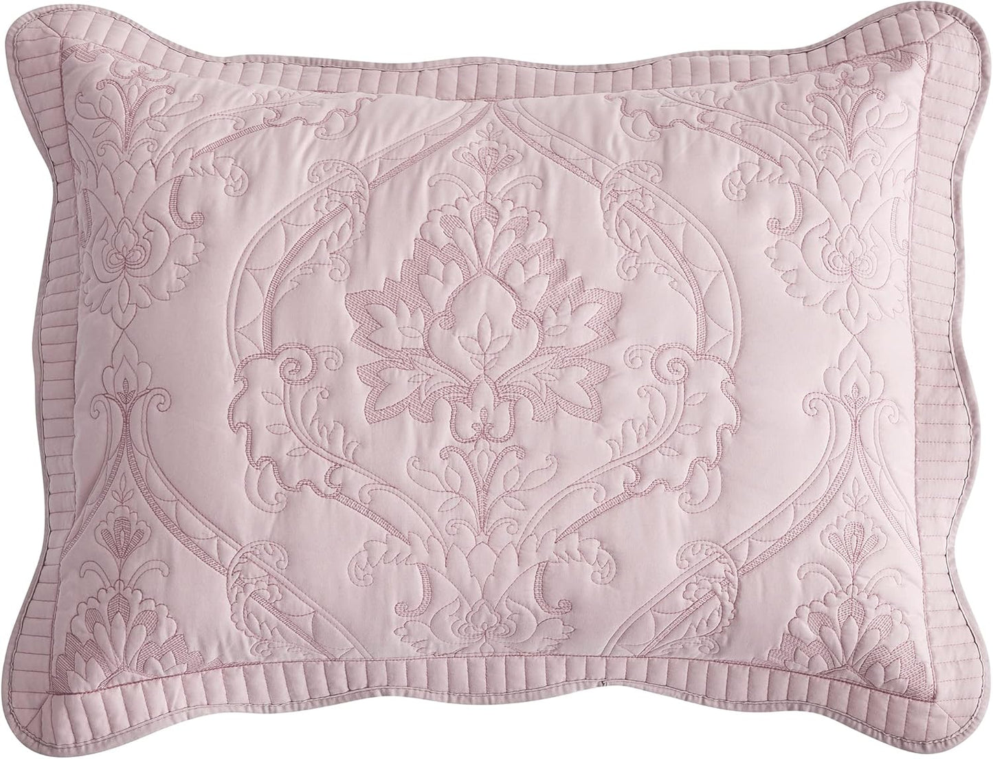 CHIXIN Oversized Bedspread Coverlet Set King Size - Lightweight Bedding Cover - Beautiful Stitching - 5 Piece Reversible Bedspread - Luxury Damask Paisley Pattern (King, Lagoon)